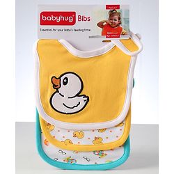 Babyhug Interlock Cotton Bibs Monkey Print Pack of 3 - Blue