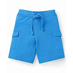 Babyhug Single Jersey Knit Half Sleeves Striped T-Shirt & Shorts Set with Pockets - Light Blue Green & White