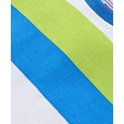 Babyhug Single Jersey Knit Half Sleeves Striped T-Shirt & Shorts Set with Pockets - Light Blue Green & White