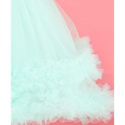 Babyhug Woven Half Sleeves Party Dress With Ruffle Detailing & Floral Corsage - Sea Green