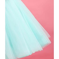 Babyhug Woven Sleeveless Party Dress With Bow Applique - Peach & Green