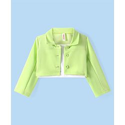 Babyhug Knit Full Sleeves Solid Color Top & Skirt Set with light Jacket- Light Green