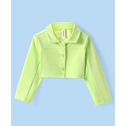 Babyhug Knit Full Sleeves Solid Color Top & Skirt Set with light Jacket- Light Green