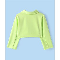 Babyhug Knit Full Sleeves Solid Color Top & Skirt Set with light Jacket- Light Green