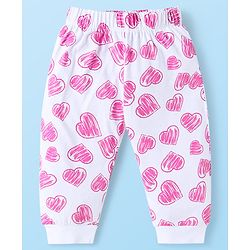 Babyhug Disney Single Jersey Knit Full Sleeve Night Suit With Front & Back Marie Graphic - White & Pink