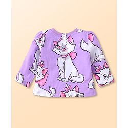 Babyhug Disney Single Jersey Knit Full Sleeves Co-ords Night Suit with Marie Graphics - Lavender