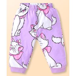 Babyhug Disney Single Jersey Knit Full Sleeves Co-ords Night Suit with Marie Graphics - Lavender