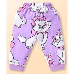 Babyhug Disney Single Jersey Knit Full Sleeves Co-ords Night Suit with Marie Graphics - Lavender