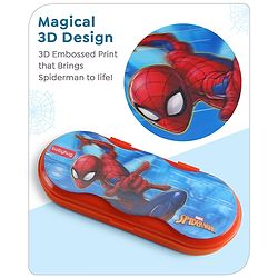 Babyhug Marvel Spiderman 3D Pencil Box|School Supplies Stationery Organiser|Birthday Return Gift for Kids- Red