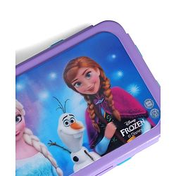 Babyhug Disney Frozen 3D Stainless Steel Lunch box with inner container,700ml & 100ml, Airtight Lunch for School Kids|BPA Free|100% Food Grade|Dishwasher Safe|Reusable|Recyclable- Lavender