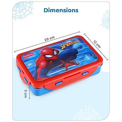 Babyhug Marvel Spiderman  3D Stainless Steel Lunch box with inner container,700ml & 100ml, Airtight Lunch for School Kids|BPA Free|100% Food Grade|Dishwasher Safe|Reusable|Recyclable- Red