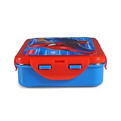 Babyhug Marvel Spiderman  3D Stainless Steel Lunch box with inner container,700ml & 100ml, Airtight Lunch for School Kids|BPA Free|100% Food Grade|Dishwasher Safe|Reusable|Recyclable- Red