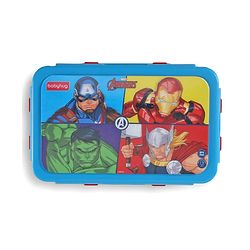 Babyhug Marvel Spiderman  3D Stainless Steel Lunch box with inner container,700ml & 100ml, Airtight Lunch for School Kids|BPA Free|100% Food Grade|Dishwasher Safe|Reusable|Recyclable- Red