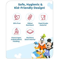 Babyhug Disney Frozen 3D Stainless Steel Lunch box with inner container,700ml & 100ml, Airtight Lunch for School Kids|BPA Free|100% Food Grade|Dishwasher Safe|Reusable|Recyclable- Lavender