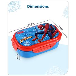 Babyhug Marvel Spiderman  3D Stainless Steel Lunch box with inner container,700ml & 100ml, Airtight Lunch for School Kids|BPA Free|100% Food Grade|Dishwasher Safe|Reusable|Recyclable- Red