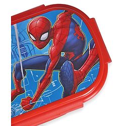Babyhug Marvel Spiderman  3D Stainless Steel Lunch box with inner container,700ml & 100ml, Airtight Lunch for School Kids|BPA Free|100% Food Grade|Dishwasher Safe|Reusable|Recyclable- Red