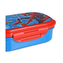 Babyhug Marvel Spiderman  3D Stainless Steel Lunch box with inner container,700ml & 100ml, Airtight Lunch for School Kids|BPA Free|100% Food Grade|Dishwasher Safe|Reusable|Recyclable- Red