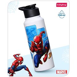 Babyhug Marvel Spiderman Stainless Steel Water Bottle|Leak Resistant|BPA Free|Rust Proof|750ml