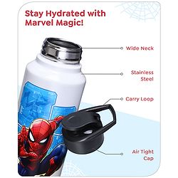 Babyhug Marvel Spiderman Stainless Steel Water Bottle|Leak Resistant|BPA Free|Rust Proof|750ml