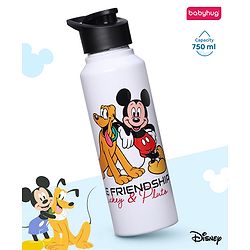 Babyhug Disney Mickey & Friends Stainless Steel Water Bottle|Leak Resistant|BPA Free|Rust Proof|750ml