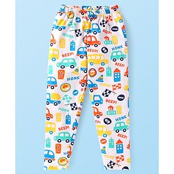 Babyhug Cotton Knit Half Sleeves Night Suit with Vehicle Print - Multicolor