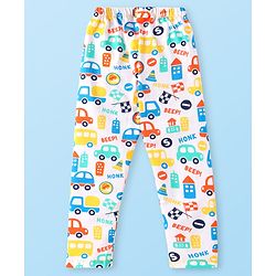 Babyhug Cotton Knit Half Sleeves Night Suit with Vehicle Print - Multicolor