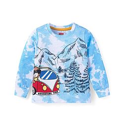 Babyhug Cotton Full Sleeves Winter Theme Print T-Shirt - Light Blue