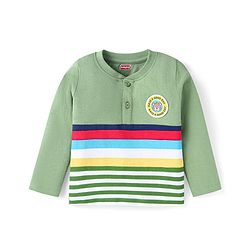 Babyhug Cotton Knit Full Sleeves T-Shirt With Cut & Sew Design - Light Green