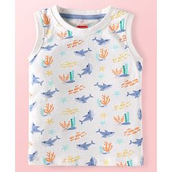 Babyhug Single Jersey Knit Half Sleeves T-Shirts & Shorts With Sando Vests & Shark Print Pack of 6 - Multi Colour