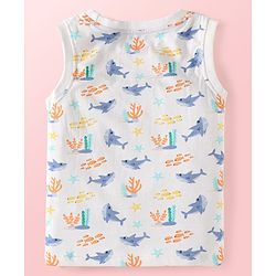 Babyhug Single Jersey Knit Half Sleeves T-Shirts & Shorts With Sando Vests & Shark Print Pack of 6 - Multi Colour