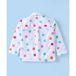 Babyhug Disney Cotton Woven Full Sleeves Night Suit with Minnie Mouse & Polka Dots Print - White