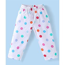 Babyhug Disney Cotton Woven Full Sleeves Night Suit with Minnie Mouse & Polka Dots Print - White