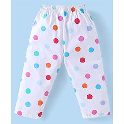 Babyhug Disney Cotton Woven Full Sleeves Night Suit with Minnie Mouse & Polka Dots Print - White