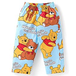 Babyhug Disney Cotton Woven Full Sleeves Front Open Night Suit with Winnie the Pooh Graphics - Light Blue