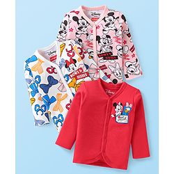 Babyhug Disney Interlock Knit Full Sleeves Jhablas with Minnie Mouse Graphics Pack of 3 - Red White & Pink