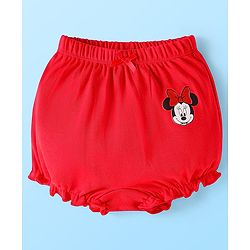 Babyhug Disney Single Jersey Knit Bloomers with Minnie Mouse Graphics Pack of 3 - Red White & Pink