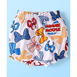Babyhug Disney Single Jersey Knit Bloomers with Minnie Mouse Graphics Pack of 3 - Red White & Pink