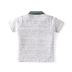 Babyhug Single Jersey Knit Half Sleeves Polo T-Shirt & Lounge Pant With Text Print - White & Olive Green