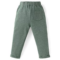 Babyhug Single Jersey Knit Half Sleeves Polo T-Shirt & Lounge Pant With Text Print - White & Olive Green