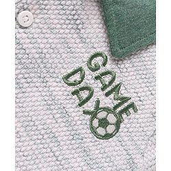 Babyhug Single Jersey Knit Half Sleeves Polo T-Shirt & Lounge Pant With Text Print - White & Olive Green