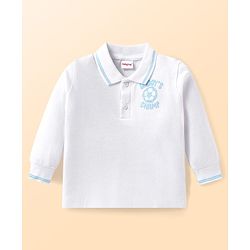 Babyhug Single Jersey Knit Collar Front-Buttons T-Shirt with Daddy Champ Embroidered and Joggers Set - Light Blue