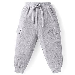 Babyhug Terry Knit Full Sleeves T-Shirt & Lounge Pant With Text Embroidered - Grey