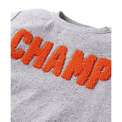 Babyhug Terry Knit Full Sleeves T-Shirt & Lounge Pant With Text Embroidered - Grey