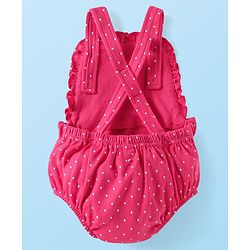 Babyhug Interlock Knit Polka Dot Printed Onesie & Full Sleeves Top With Mittens Booties & Hairband - Dark Pink