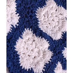 Babyhug Woven Full Sleeves Solid Color Jacket & Frock with Floral Crochet - Navy Blue & White