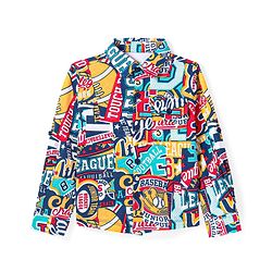 Babyhug Cotton Knit Full Sleeves Varsity Printed Shirt - Navy