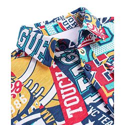 Babyhug Cotton Knit Full Sleeves Varsity Printed Shirt - Navy
