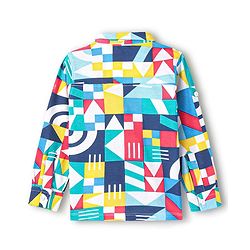 Babyhug Cotton Pique Textured Knit Full Sleeves Shirt With Abstract Print - Blue