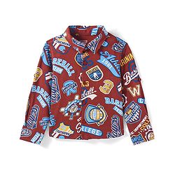 Babyhug Cotton Knit Full Sleeves Shirt With Varsity Print - Wine