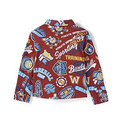 Babyhug Cotton Knit Full Sleeves Shirt With Varsity Print - Wine